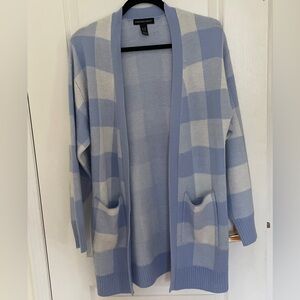 Blue and White Checkered Cardigan